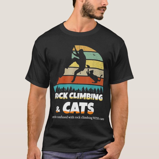 Camiseta Escalada em Rocha Com Gatos vintage (Frente)