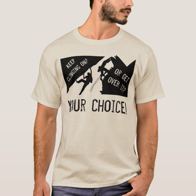 Camiseta Escalada em Rocha - Continue Agarrado ou Supere? (Frente)