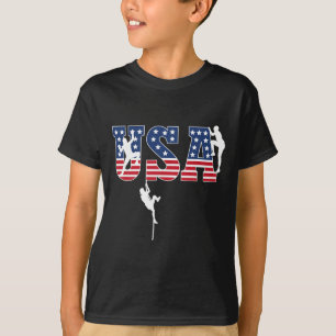 Camiseta Escalada Esportiva Bandeira Dos EUA Orgulhoso Patr