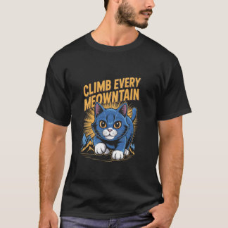 Camiseta Escalade Cada Meowntain Gato Divertido de Montanhi