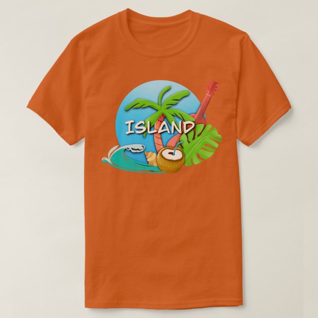 Camiseta Escapar para a sua ilha de sonho (Frente do Design)