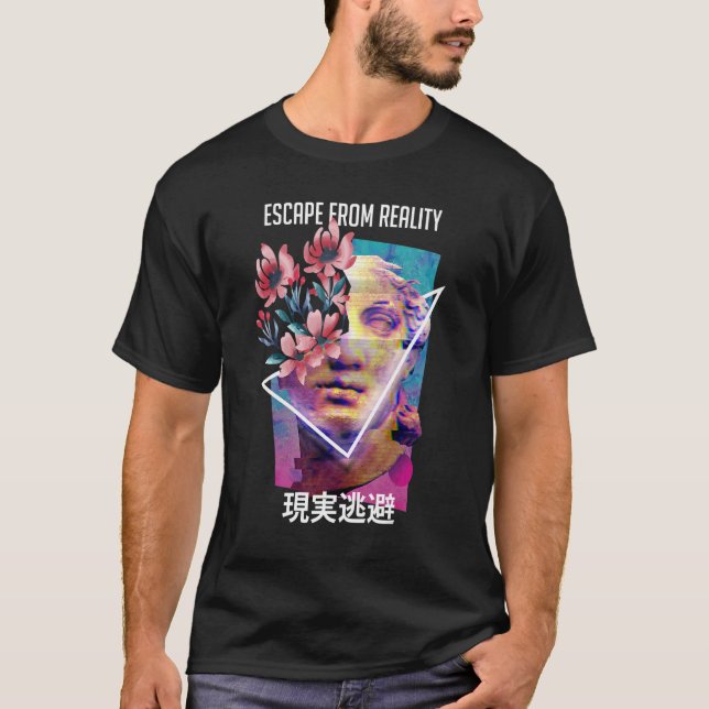 Camiseta Escape Da Realidade Do Aestético Vaporwave E Japon (Frente)