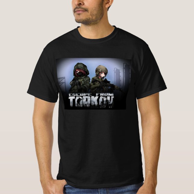 Camiseta escape de animação artística de fã tarkov (Frente)