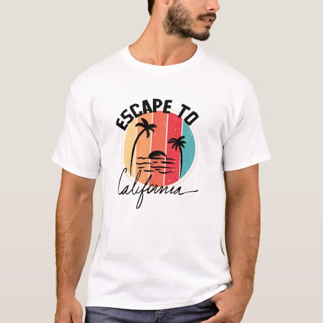 Camiseta escape na califórnia retrô vintage verão (Frente)