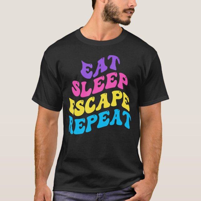Camiseta Escape Room Eat Sleep Escape Repeat for Point And  (Frente)