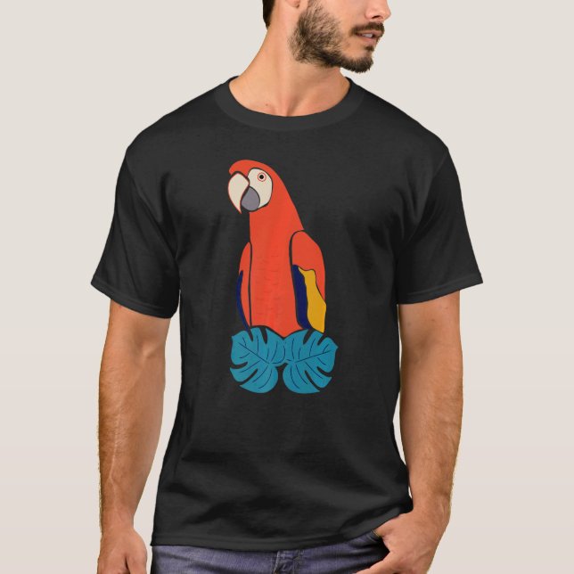 Camiseta Escarlate Macaw Red Yellow E Blue Bird Graphic (Frente)