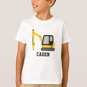 Camiseta Escavadeira Amarela de Construção Rompedor Nome Cr