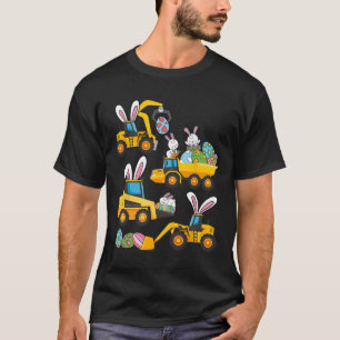 Camiseta Escavadeira de Construção de Ovos de Coelho Dia de