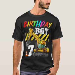 Camiseta Escavador De 7 De Menino De Aniversário Com 7 Anos
