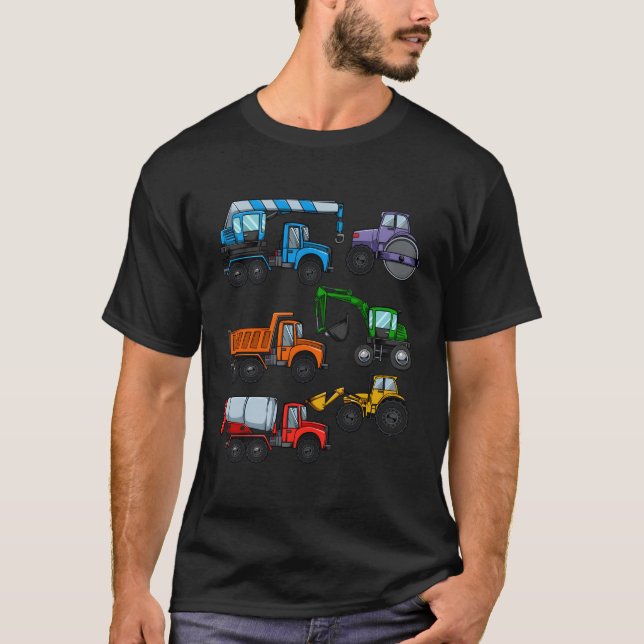 Camiseta Escavador de Construção Escavador Engrenado Escoam (Frente)