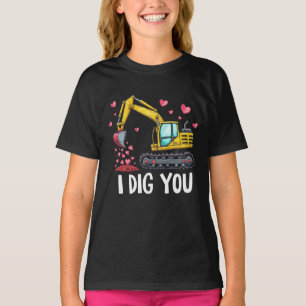 Camiseta Escavador de dia de os namorados, Desenhe Caminhão