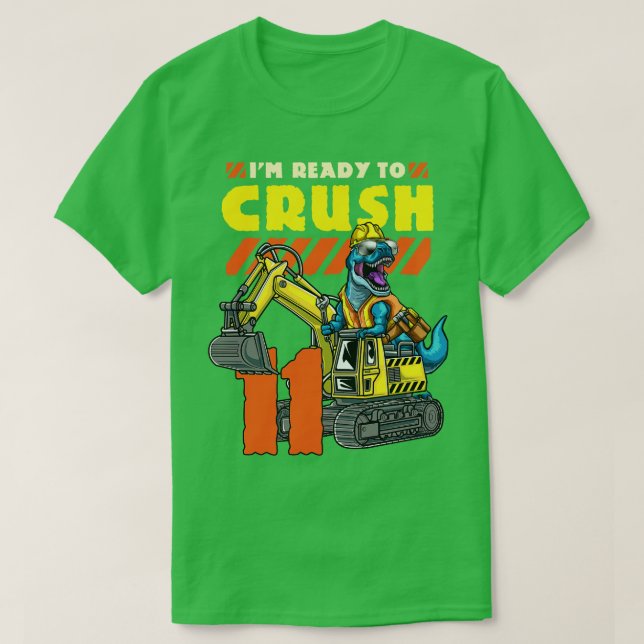 Camiseta Escavador Dinossauro de 11 Birthday (Frente do Design)