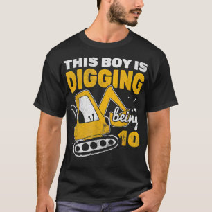 Camiseta Escavadora De Construção De Caminhão De 10 Meninos