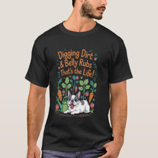 Camiseta Escavando sujeira massagens French Bulldog jardina