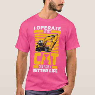 Camiseta Escavar Digger de Gato - Operação de Escavador de