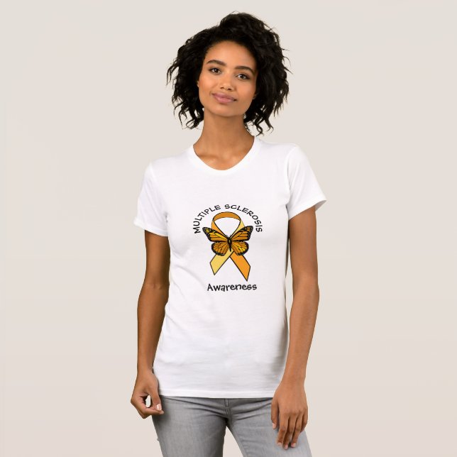 Camiseta Esclerose Múltipla Borboleta de Sensibilização Lar (Frente Completa)