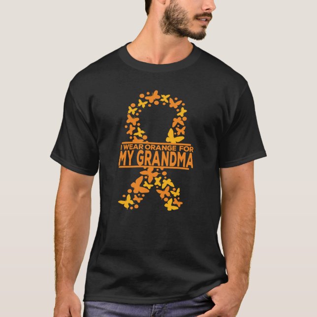 Camiseta Esclerose Múltipla Conscientização Eu Uso Laranja  (Frente)