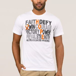 Camiseta Esclerose múltipla da colagem da palavra da
