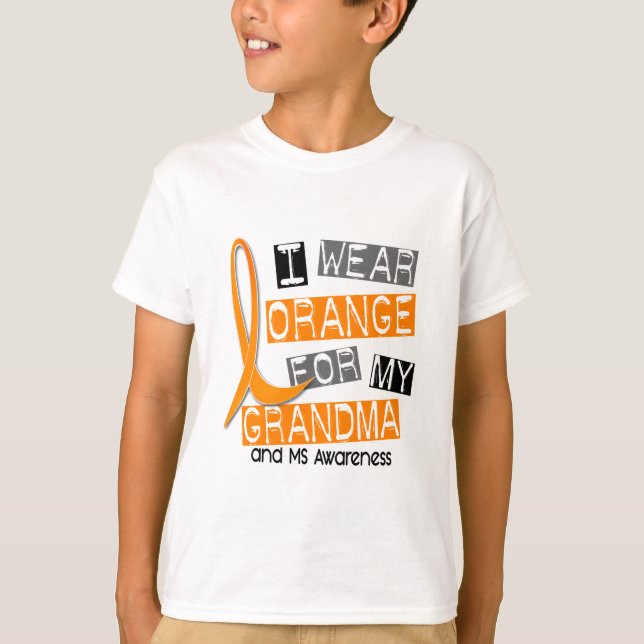 Camiseta Esclerose múltipla do MS eu visto a laranja para (Frente)