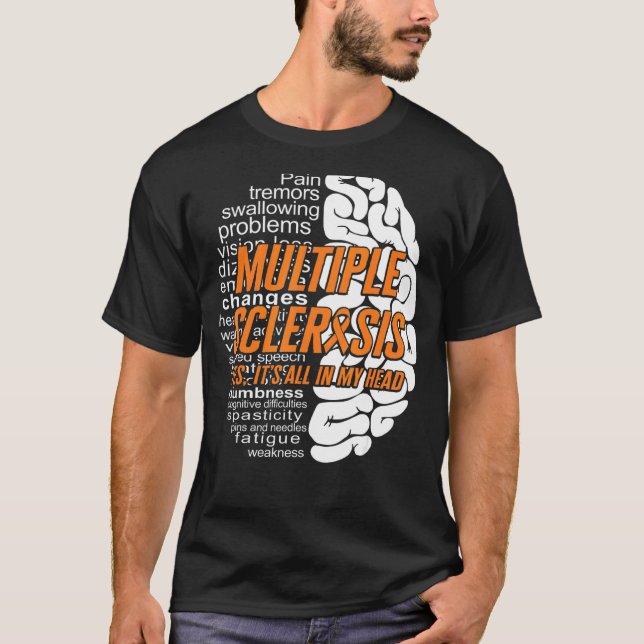 Camiseta Esclerose Múltipla Tudo Na Minha Cabeça, Faixa Lar (Frente)