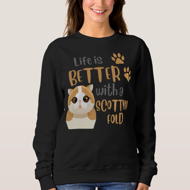 Camiseta Escocês Fold Cote Life É Melhor Com Um Escocês (Frente)