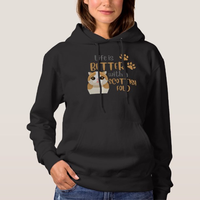 Camiseta Escocês Fold Cote Life É Melhor Com Um Escocês (Frente)
