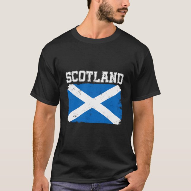 Camiseta Escócia Bandeira Escocesa Distressed (Frente)