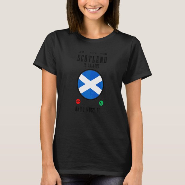 Camiseta Escócia Está Chamando E Eu Devo Ir Bandeira Escoce (Frente)