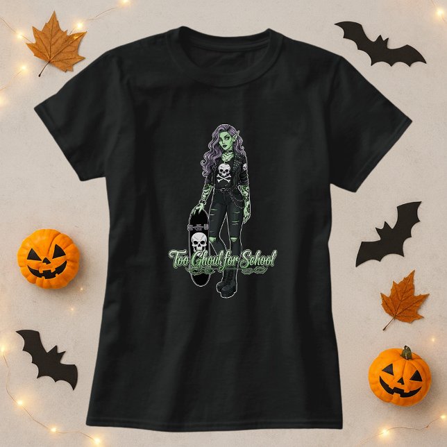 Camiseta Escola de Halloween Tee; Garota Ghoul Assombrando  (Criador carregado)
