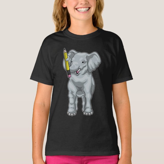 Camiseta Escola de Lápis de Elefante (Frente)