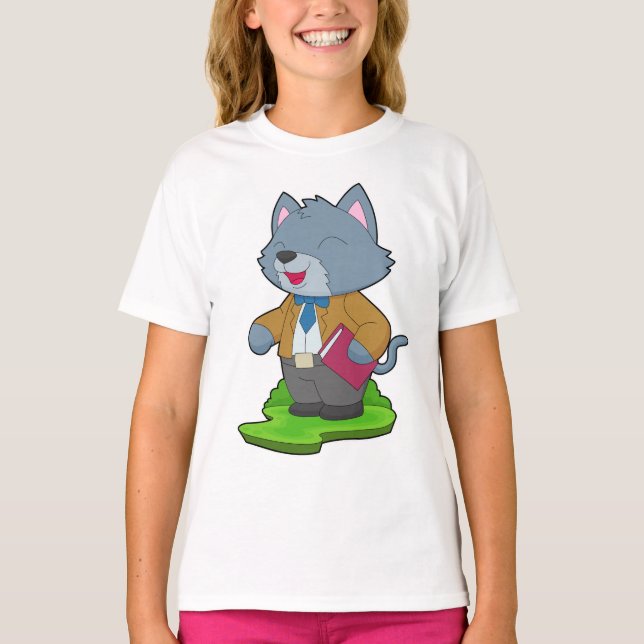 Camiseta Escola de Livro de Professores de Gato (Frente)