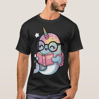 Camiseta Escola de Narvais Kawaii Narval Unicórnios Marinho