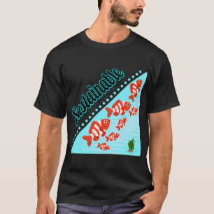 Camiseta Escola de Peixes Listrados Vermelhos Sustentáveis