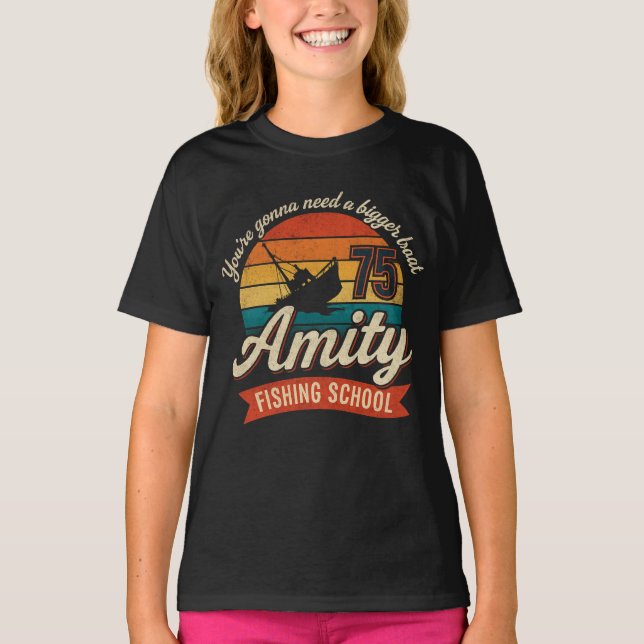 Camiseta Escola de Pesca da Ilha de Amity JAWS você é T-Shi (Frente)