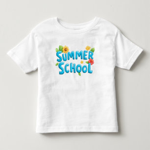 Camiseta Escola de Verão - Texto escolar de Verão com flore