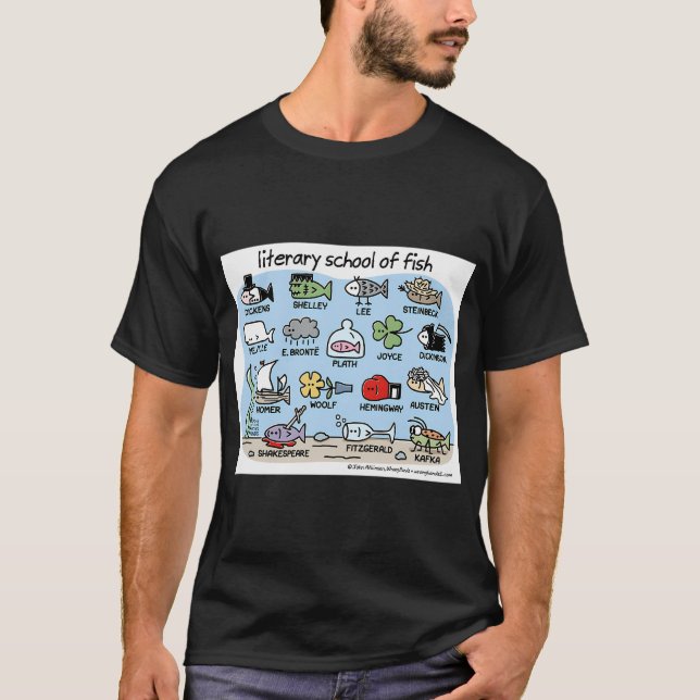 Camiseta escola literária de peixes (Frente)