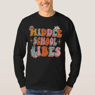 Camiseta Escola Média Vibes Groovy Retro Flowers Professor