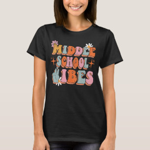 Camiseta Escola Média Vibes Groovy Retro Flowers Professor
