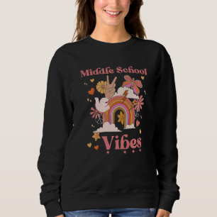 Camiseta Escola Média Vibes Groovy Retro Girl Boho Rainbow