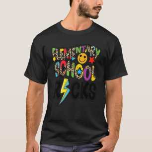 Camiseta Escola Primária Rocks Leopardo de Volta à Escola