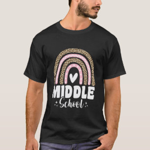 Camiseta Escola Secundária Leopard Rainbow de Volta às Aula