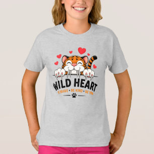 Camiseta Escolar Infantil Gato Coração Selvagem –
