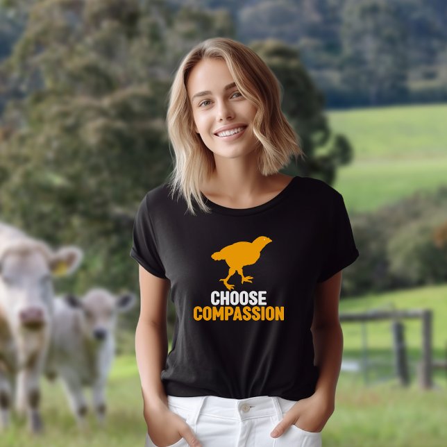 Camiseta Escolha Compaixão, Ativismo do Vegan Pintinho Amar (Criador carregado)
