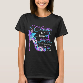 Camiseta Escolha Continuar Salto Alto Conscientização sobre