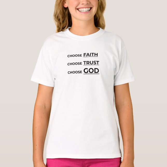 CAMISETA ESCOLHA FÉ, ESCOLHA CONFIANÇA, ESCOLHA DEUS. (Frente)
