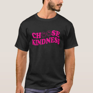 Camiseta Escolha gentileza Rosto Feliz Cor-de-Rosa, Pré-Suj