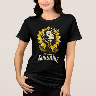 Camiseta Escolha Mulher Girassol Floral Retrato Sunshine