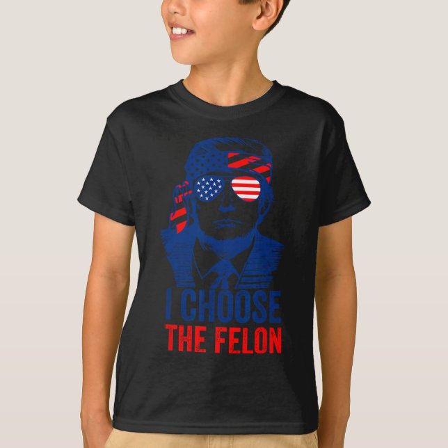 Camiseta Escolha O Felon Donald Trump 2024 Eletion Americ (Frente)