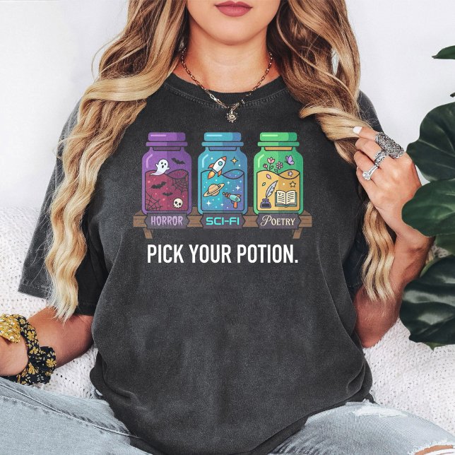 Camiseta Escolha os Potes de Gênero de Poção (Criador carregado)