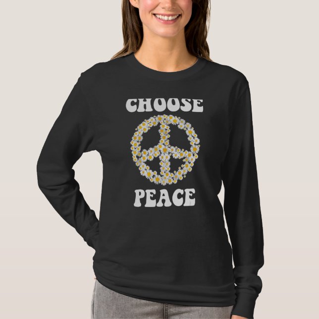 Camiseta Escolha Peace Daisy Visto Orange Suficiente End Gu (Frente)